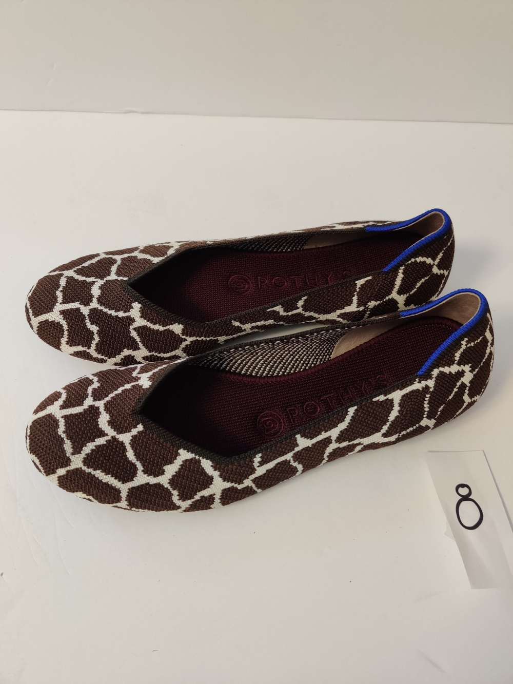 Rothys Brown and White Giraffe-Print Women's Ballet Flats 7.5 - Picture 4 of 5